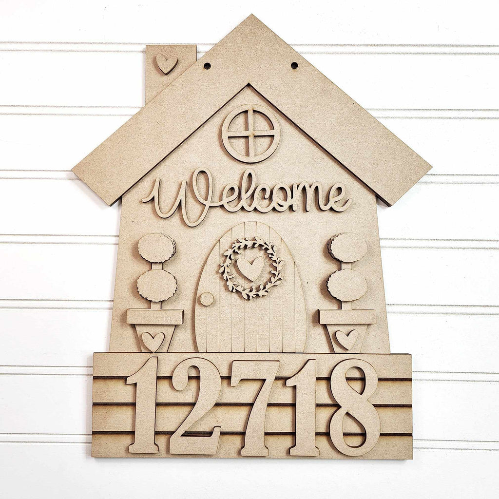 Welcome House Number Door Hanger