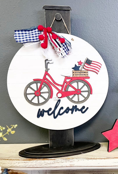Patriotic Bike Welcome Door Hanger Kit {unfinished}
