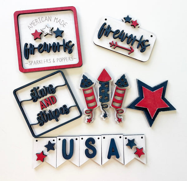 USA Fireworks Themed Tiered Tray Kit {unfinished}