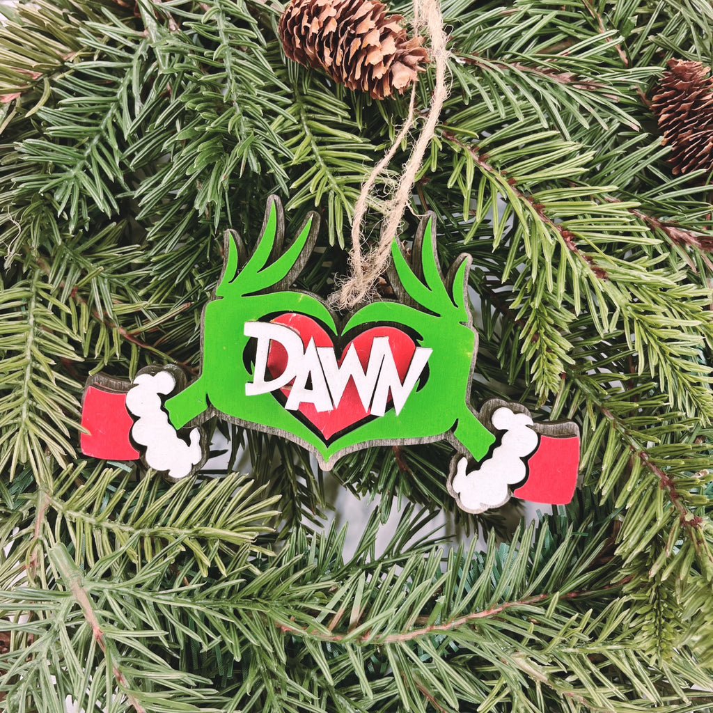 Personalized Grinch (hands) Ornament