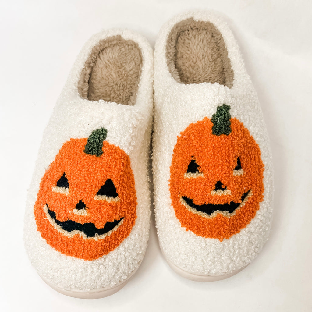 Adult Halloween Pumpkin Slippers | Jack-O-Lantern Slippers |