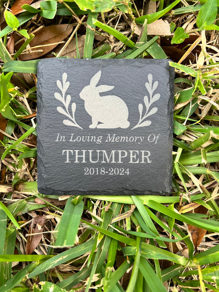 Square Custom Engraved Slate Stone Memorial Grave/Garden Marker