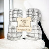 Blanket with Personalized Engraved Wood Blanket Tag