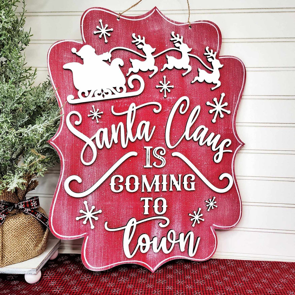 Santa Claus is Coming to Town Door Hanger Kit {unfinished}