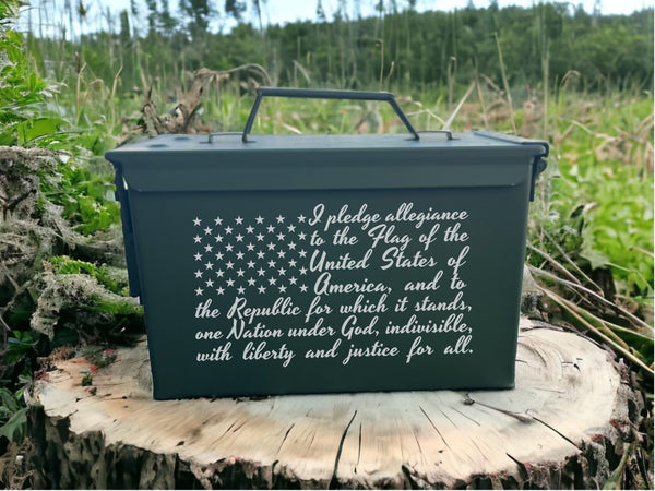 The Pledge Custom Engraved Ammo Can 50 Cal.| Military style | Gift for dad, granddad, son, husband | Groomsmen gift | Personalized storage