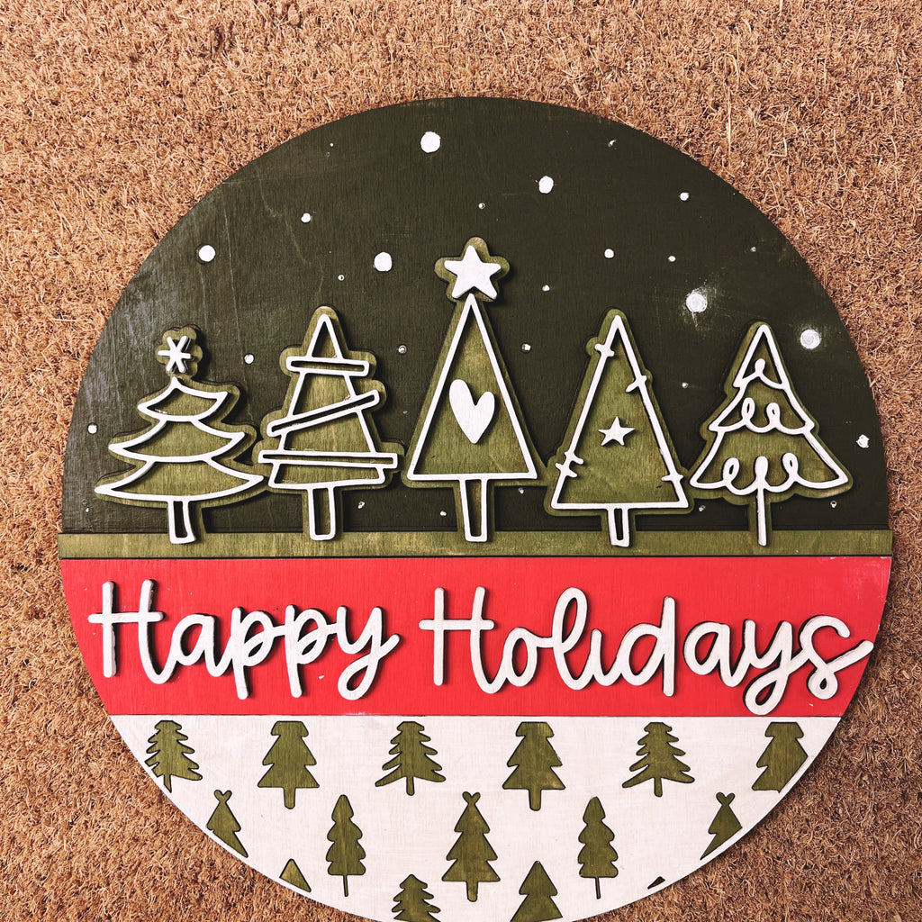 Happy Holidays Door Hanger Kit {unfinished}