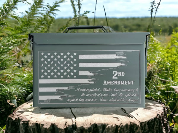 2nd Amendment Custom Engraved Ammo Can 50 Cal.| Military style | Gift for dad, granddad, son, husband | Groomsmen gift | Personalized storage
