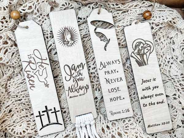 Wood Engraved Faith Based Bookmarks