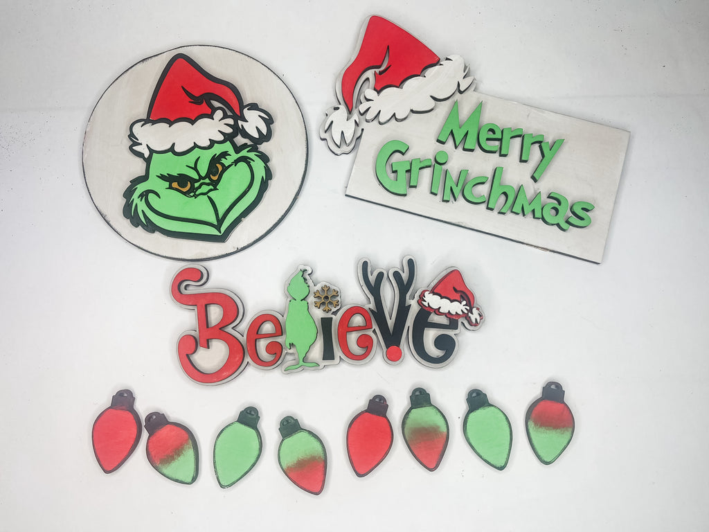 Merry Grinchmas Themed Tiered Tray Kit {unfinished}