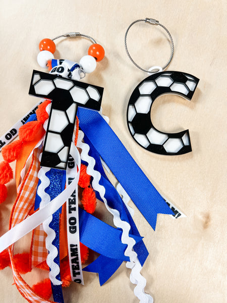 3D Acrylic Soccer Letter or Number Swag Tag Charm