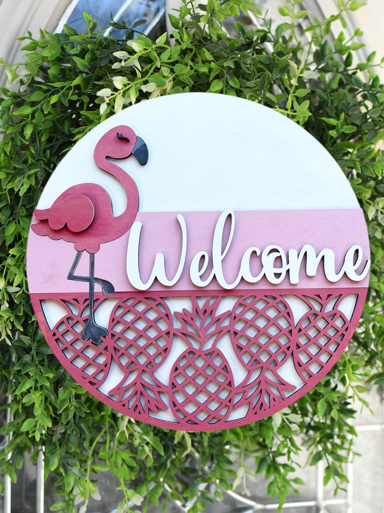 Flamingo Welcome Door Hanger Kit {unfinished}