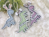 Personalized Dino Bunny Wood Easter Tag