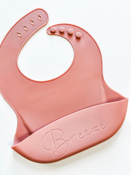 Custom Engraved Name Silicone Baby Bib