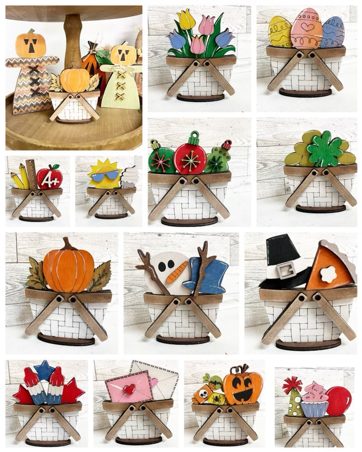 MINI Interchangeable Basket Tiered Tray Shelf Sitter Kit {unfinished}