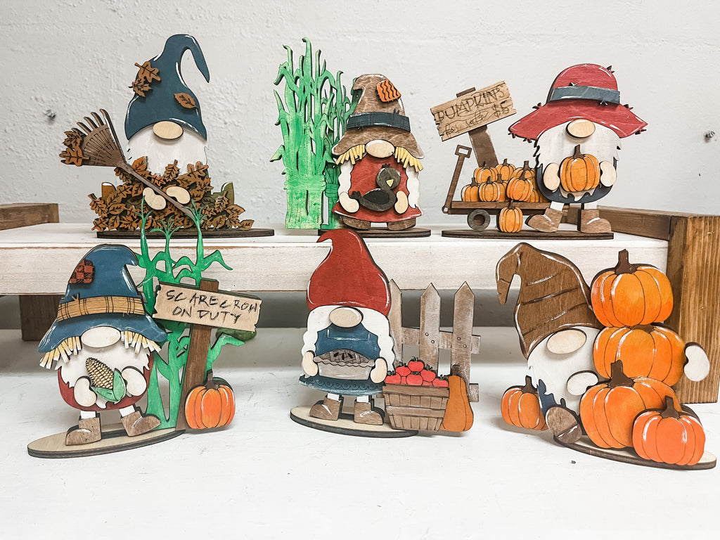 Set of 6 Mini Fall Gnome Shelf Sitter Kit {unfinished}