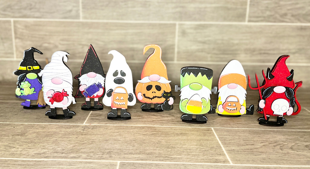 Set of 8 Mini Spooky Gnome Shelf Sitter Kit {unfinished}