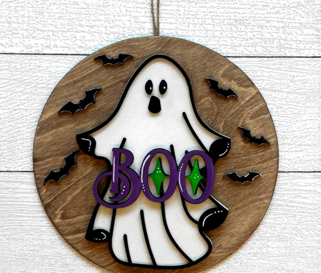Boo (with ghost)  Door Hanger Kit {unfinished}