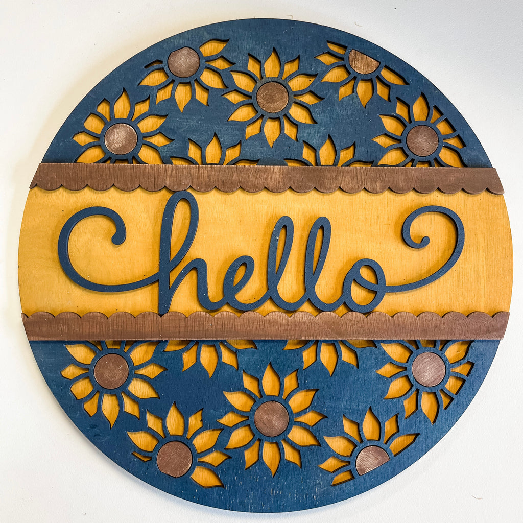Hello Sunflower Pattern Door Hanger Kit {unfinished}