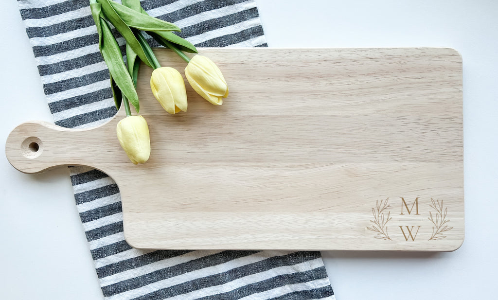 Personalized and Engraved Cutting Board (two letters)