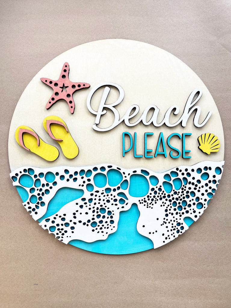 Beach Please (with water) Door Hanger Kit {unfinished}